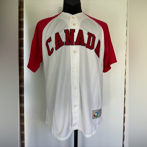 VINTAGE MAJESTIC 2009 CANADA WORLD BASEBALL CLASSIC JASON BAY JERSEY SIZE LARGE - Picture 1 of 7